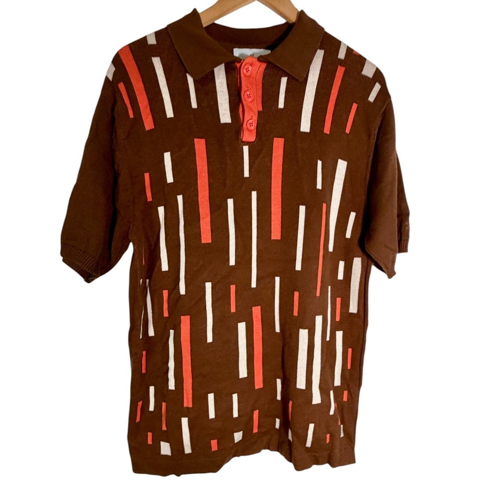 Madcap England Comet Retro 60's Style Mod Polo Short Sleeve Shirt Brown‎ 2XL